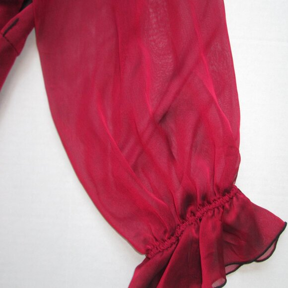 Collection Dressbarn womens Sz 22W red ruffle blouse top long sleeve witchy Y2K - Picture 10 of 12